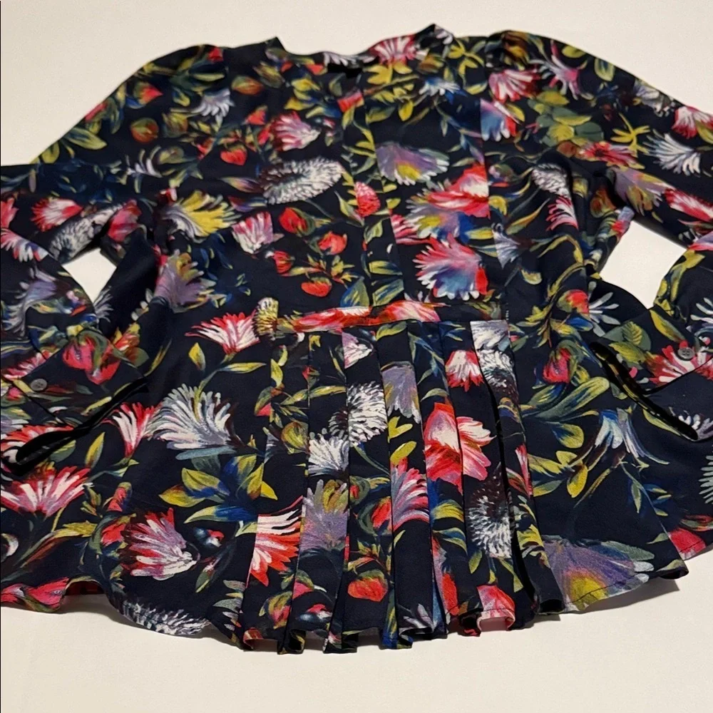 J. Crew Multicolor Floral Blouse XS 100%silk